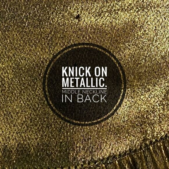 Dana Buchman Women's Short Sleeve Scoop Neck Gold Metallic Top Size Large - Picture 6 of 8